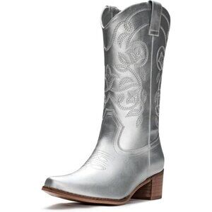 IUV Women's Cowboy Boots | Pointy Toe Western Mid-Calf Cowgirl Boots